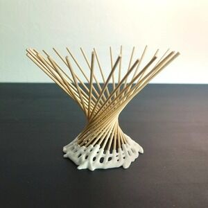 Art Deco Style 3d Printed Bowl Wooden Skewer Pedestal Fruit Bowl Sand